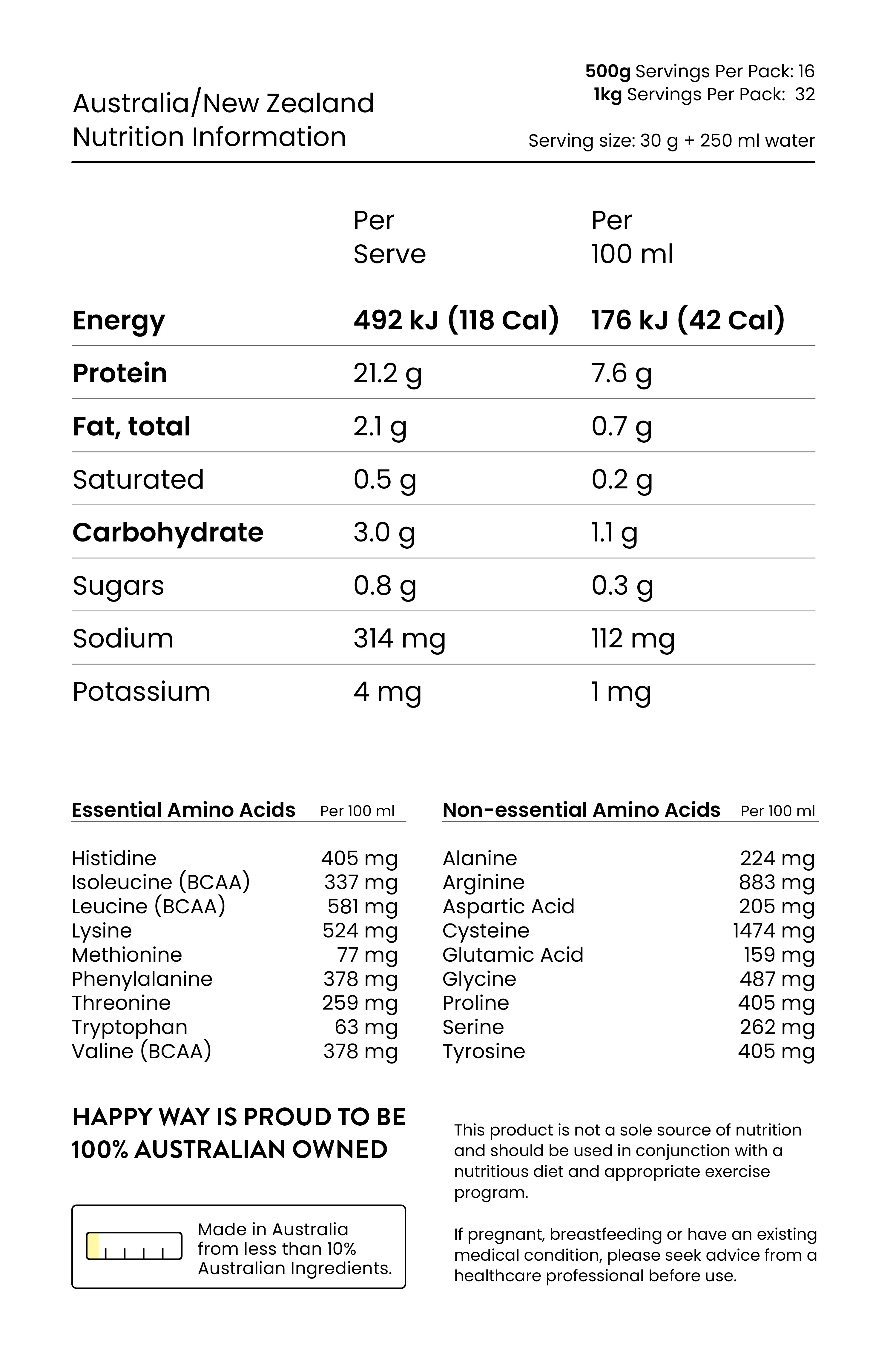Happy Way Pea Protein Powder 500g - Vanilla - Image 5