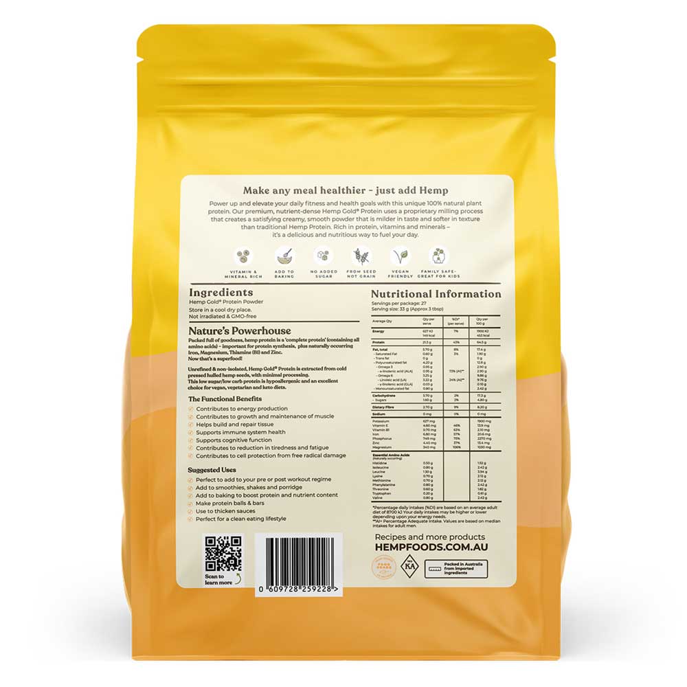 Hemp Foods Australia Organic Hemp Gold Protein 900g - Image 3
