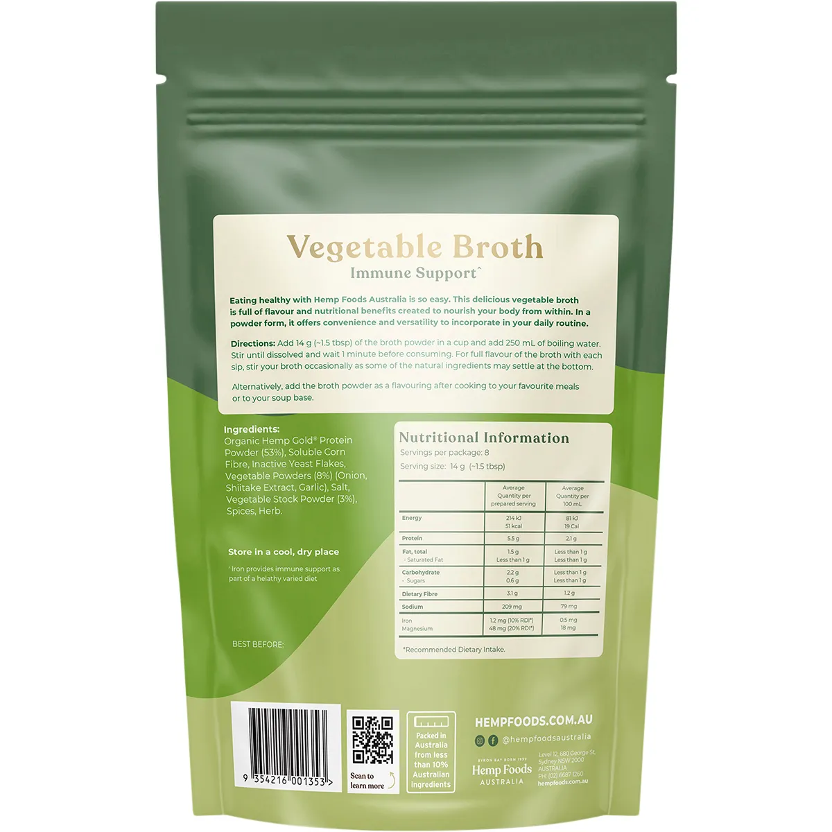 Hemp Foods Australia Vegetable Broth - Immunity 112g - Image 2