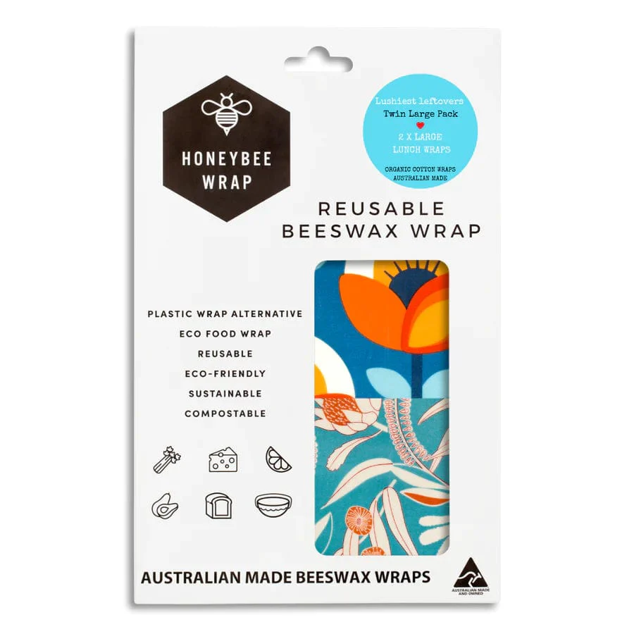 Honeybee Beeswax Food Wraps - Twin Set Large (34cm x 35cm)