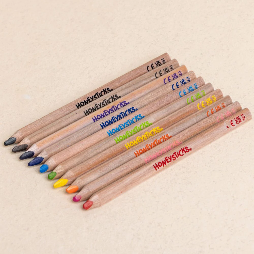 Honeysticks Beeswax Pencils - Jumbo Triangles 10pk - Image 3