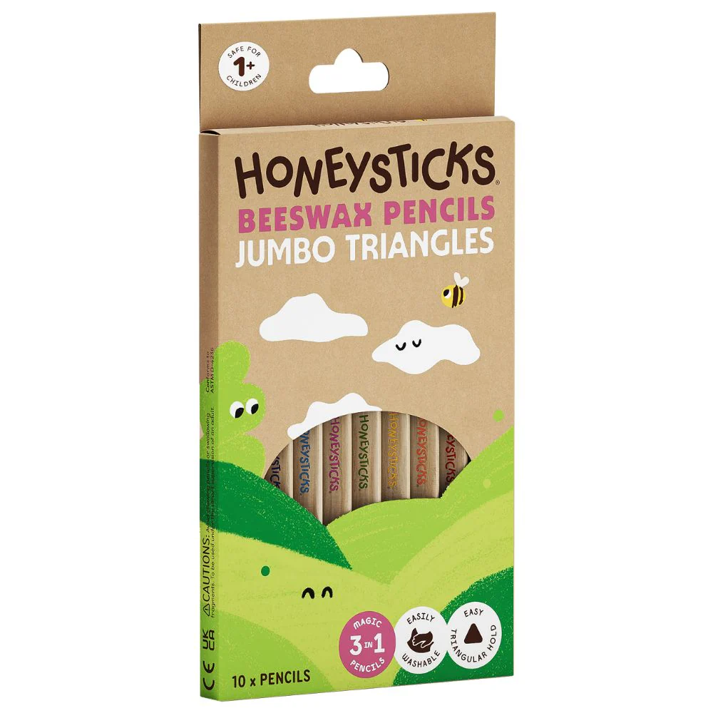 Honeysticks Beeswax Pencils - Jumbo Triangles 10pk - Image 5