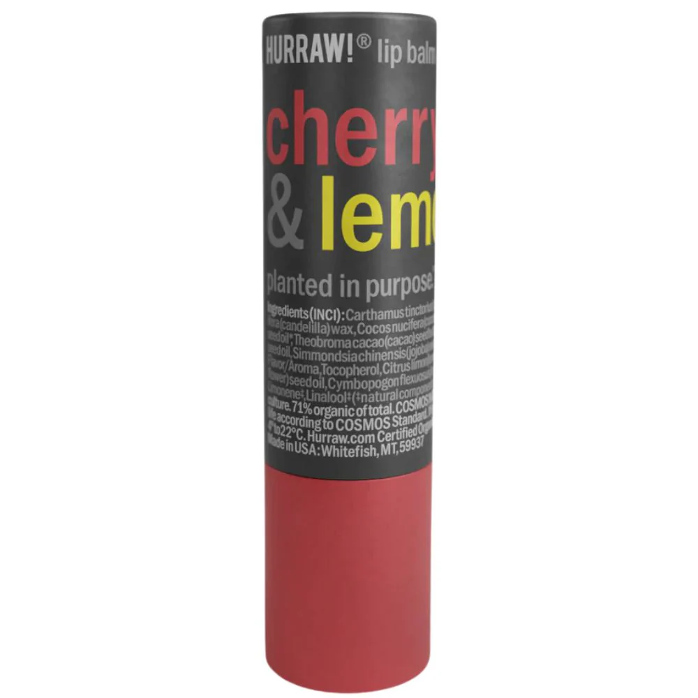 Hurraw Lip Balm - Cherry & Lemon (Cardboard Tube) - Image 2