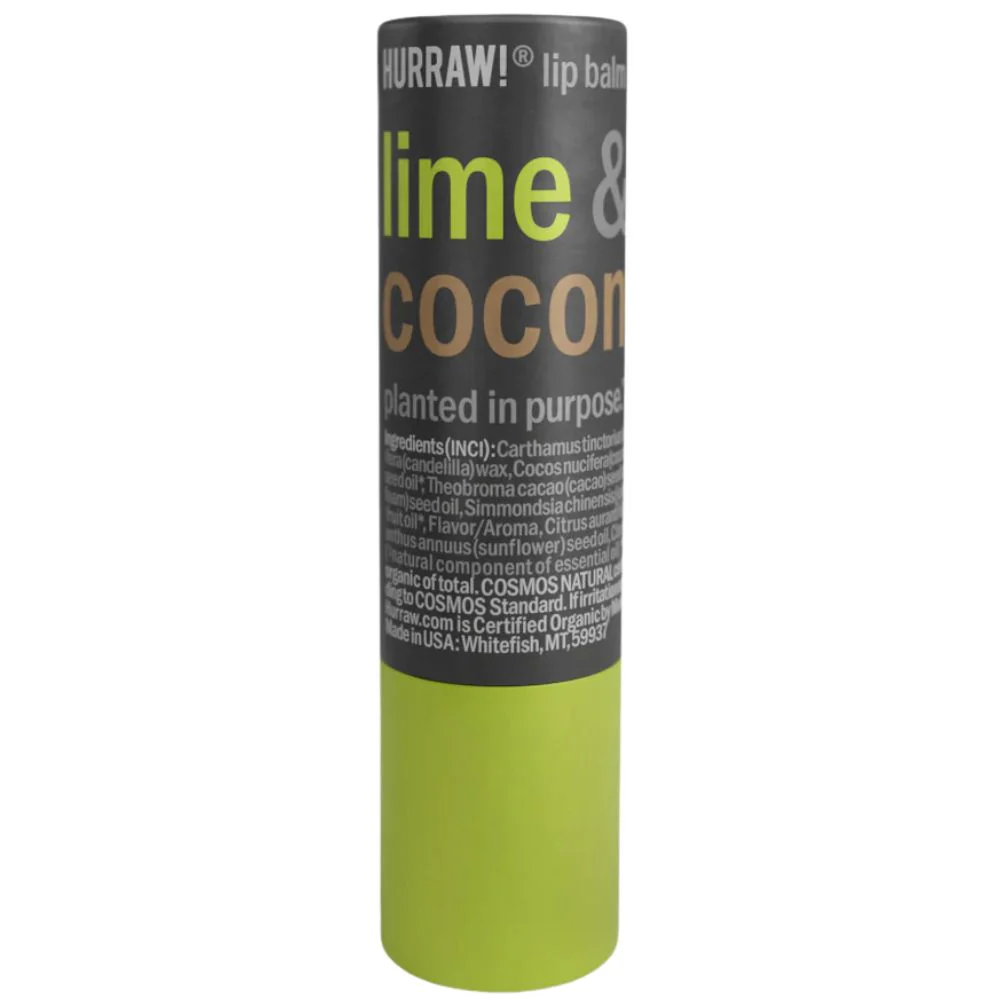 Hurraw Lip Balm - Lime & Coconut (Cardboard Tube) - Image 2