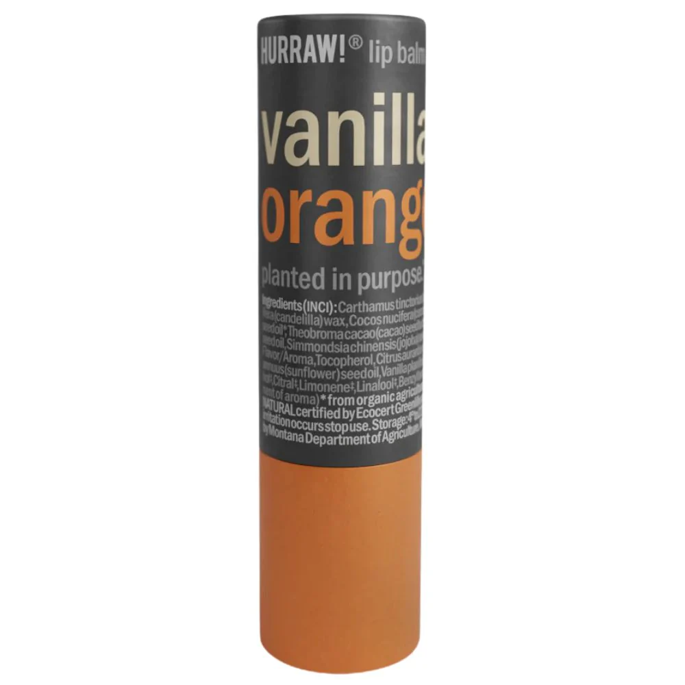 Hurraw Lip Balm - Vanilla & Orange (Cardboard Tube) - Image 2