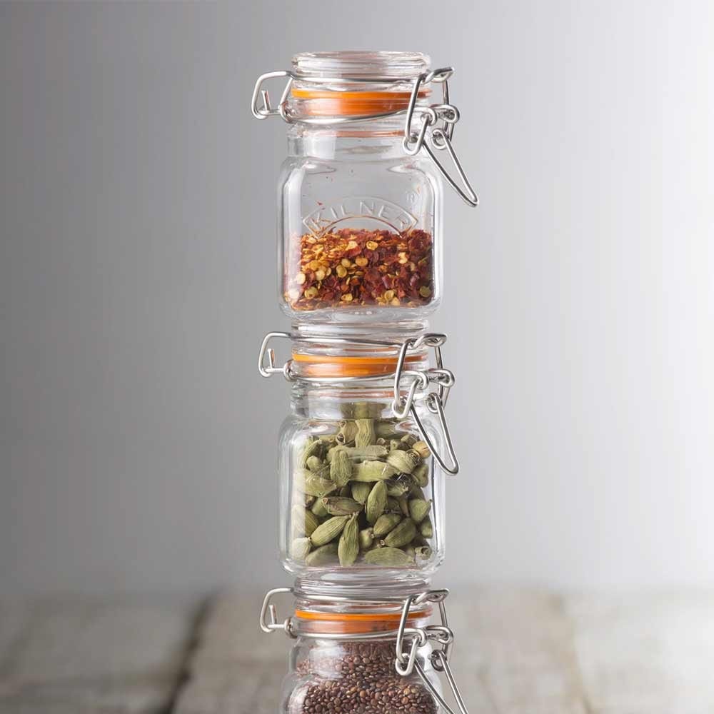 Kilner Square Clip Top Herbs & Spice Jar Set of 12 - 70ml - Image 3