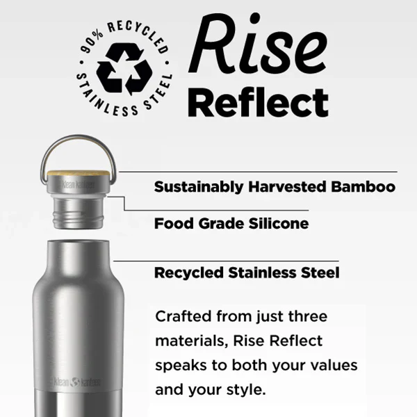 Klean Kanteen 20oz (592ml) Insulated Rise Reflect Bottle with Stainless Steel & Bamboo Lid - Image 3
