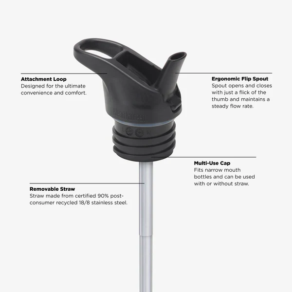 Klean Kanteen 27oz (800ml) Classic Drink Bottle w Flip Straw Sport Cap - Image 2