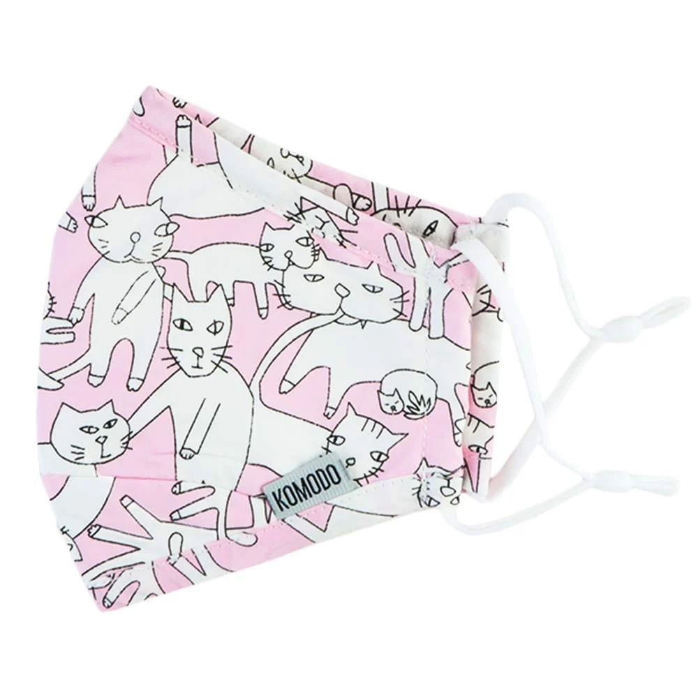 Reusable Cloth Face Mask - Kitty Kat Pink