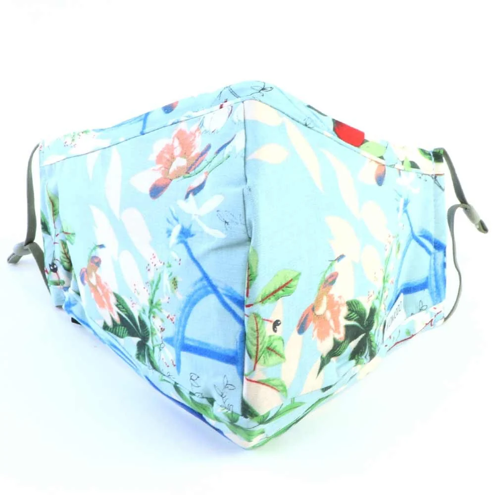 Reusable Cloth Face Mask - Blue Floral - Image 2
