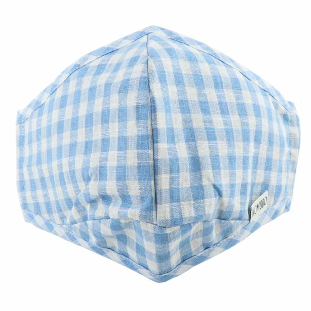 Reusable Cloth Face Mask - Light Blue Gingham - Image 2