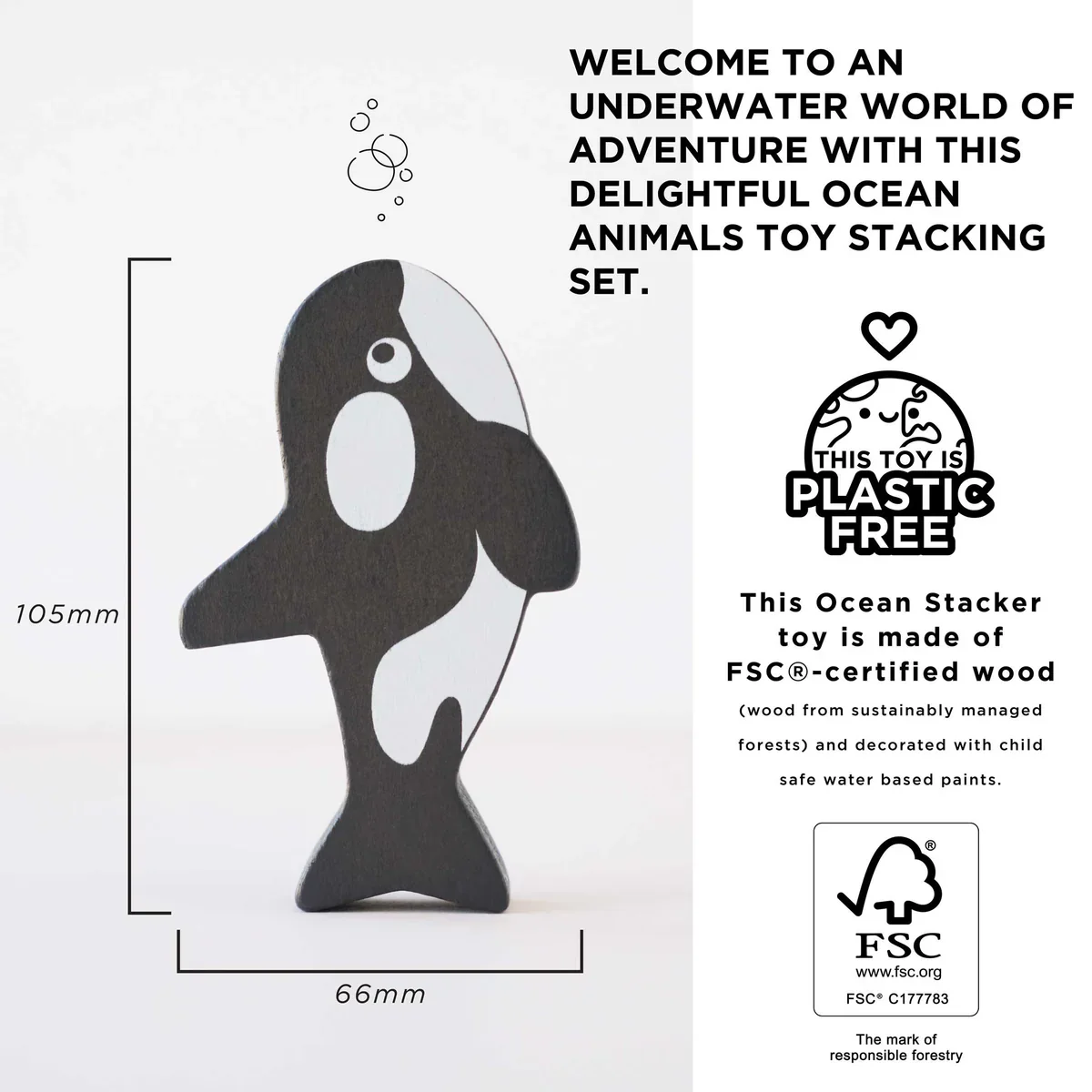 Le Toy Van Petilou Ocean Stacking Animals & Bag - Image 7