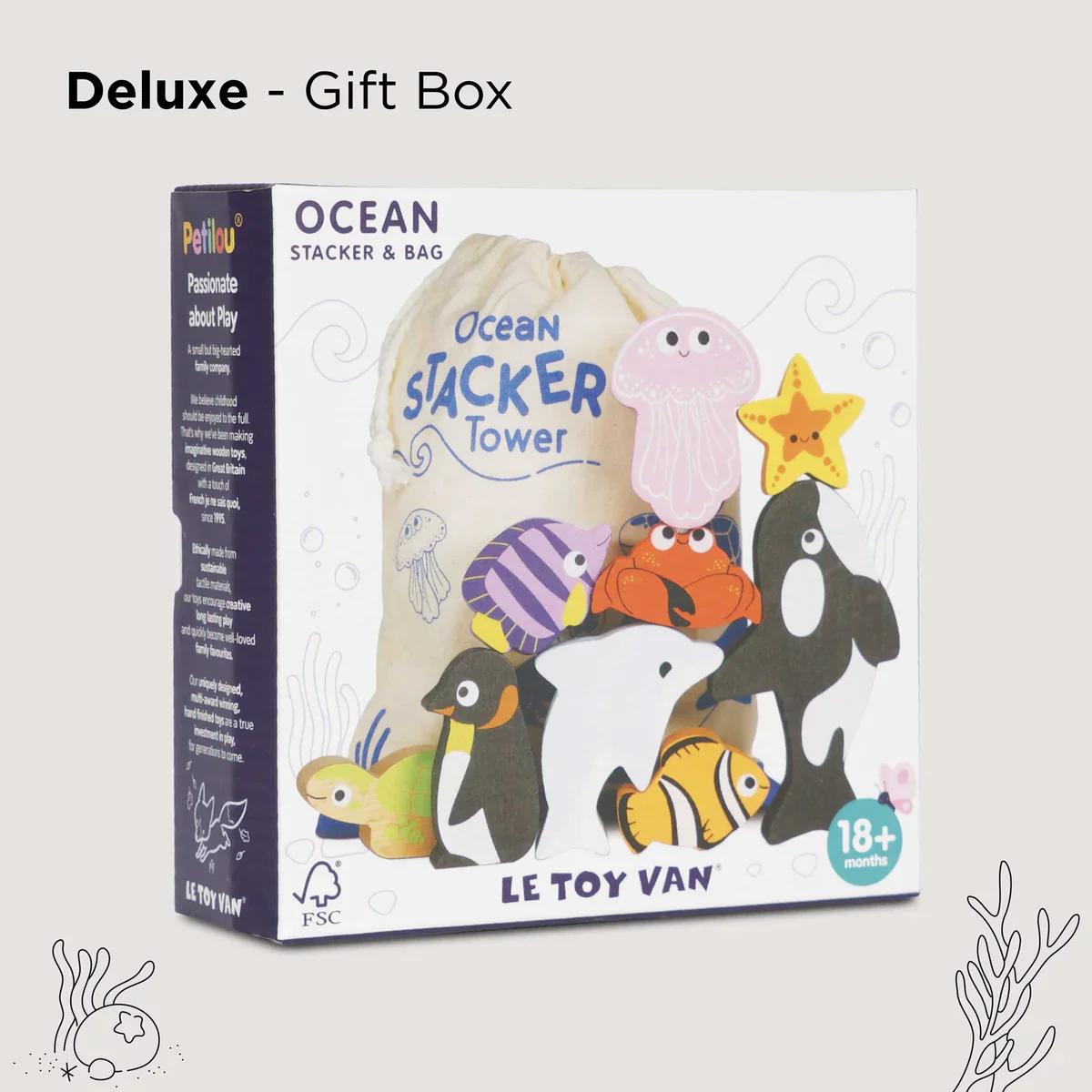 Le Toy Van Petilou Ocean Stacking Animals & Bag - Image 9