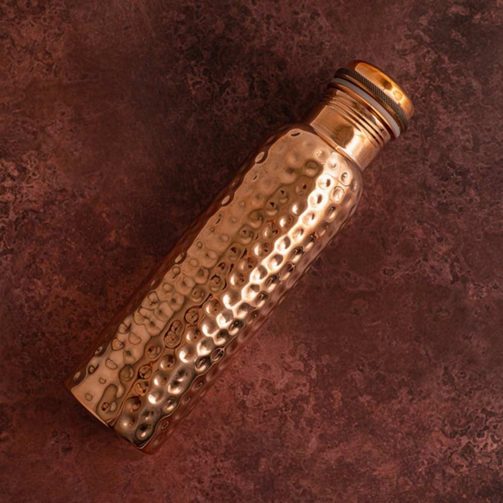 Copper Water Bottle 950ml - Traditional Hammered - Image 2