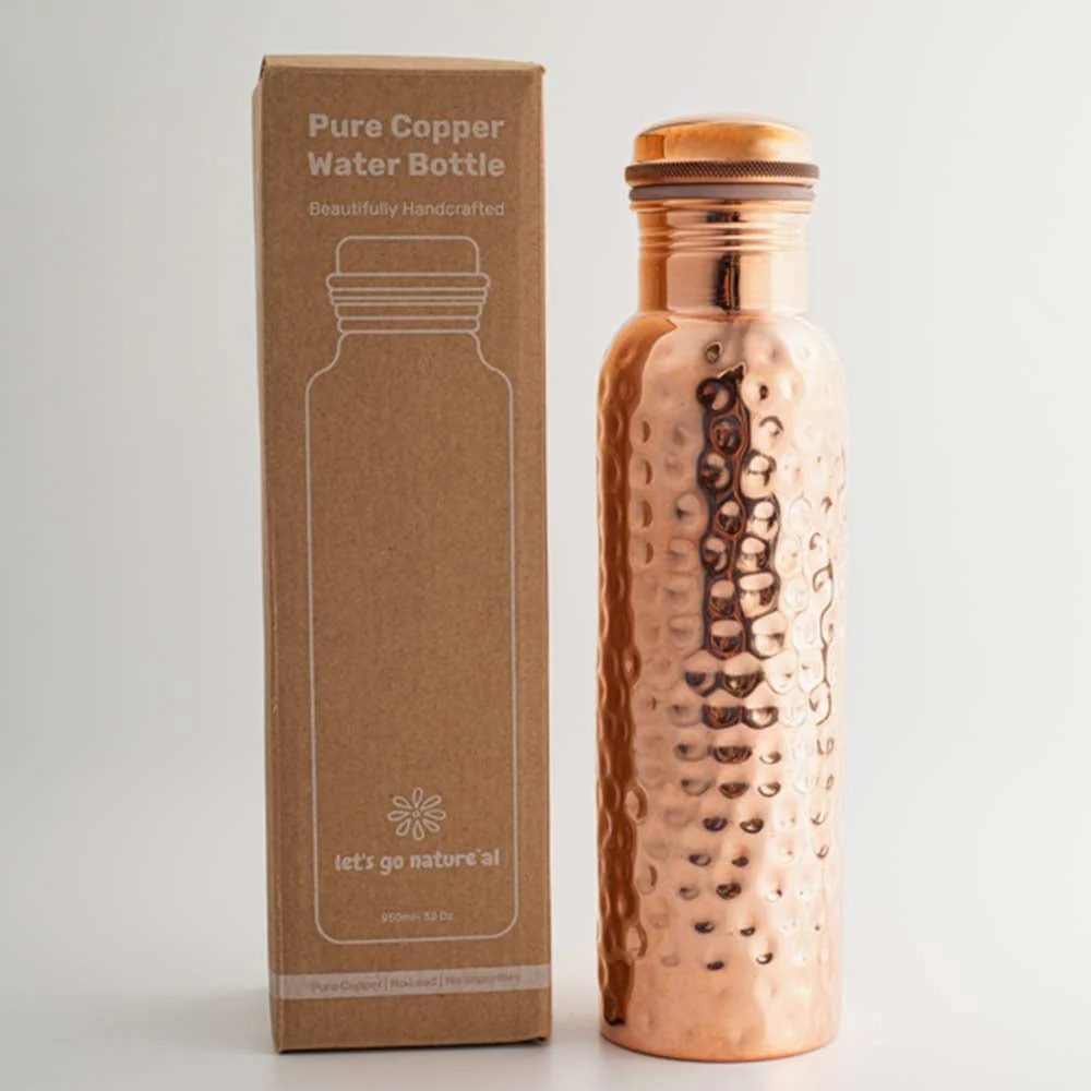 Copper Water Bottle 950ml - Traditional Hammered - Image 3