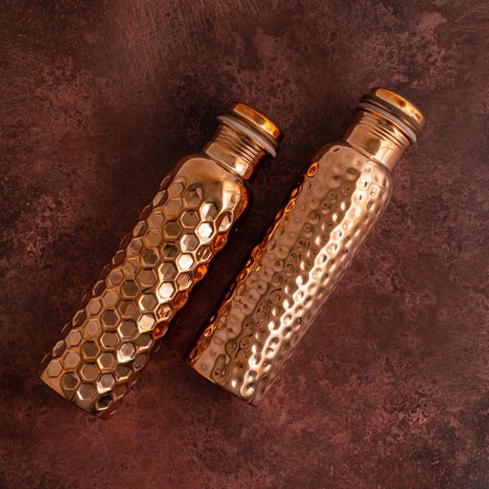 Copper Water Bottle 950ml - Traditional Hammered - Image 6