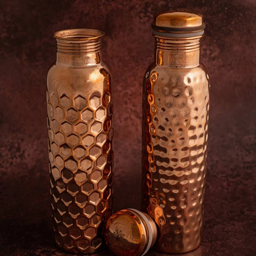 Copper Water Bottle 950ml - Traditional Hammered - Image 7
