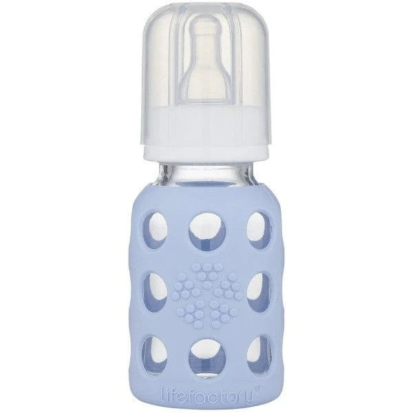 Lifefactory Glass Baby Bottle 120ml - Blanket Blue