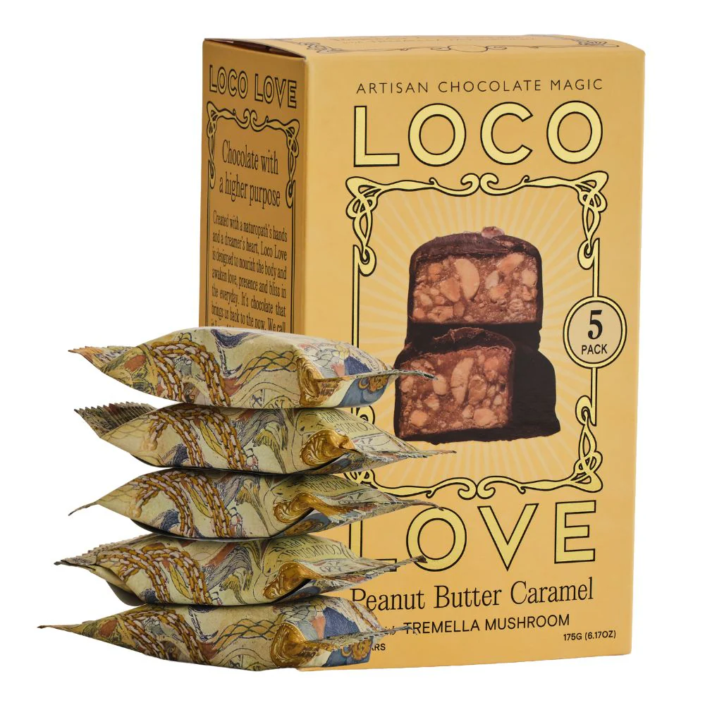 Loco Love Peanut Butter Caramel Vegan Chocolate - 5 Pack 175g - Image 3