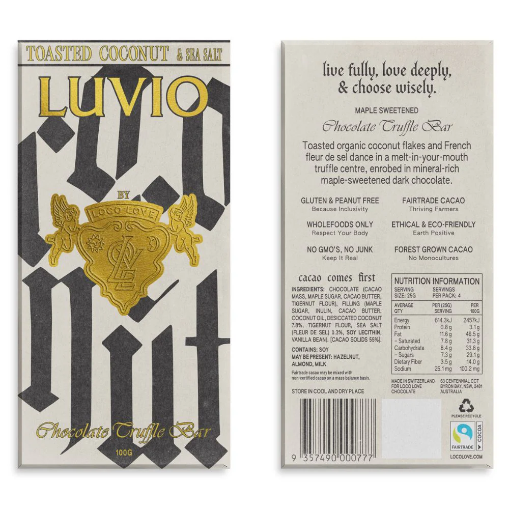 Loco Love Luvio Toasted Coconut & Sea Salt Vegan Chocolate - 90g - Image 4