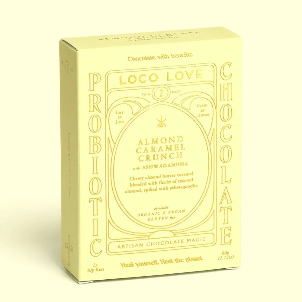 Loco Love Almond Caramel Crunch Vegan Chocolate - Twin Pack 70g - Image 2