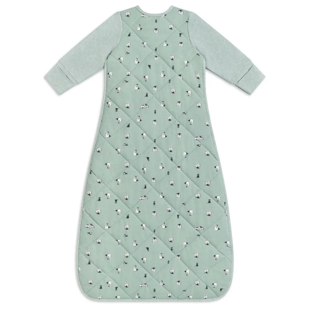 Love to Dream 2.5 Tog Quilted Organic Cotton & Merino Long Sleeve Sleeping Bag - Lamb's Best Friend (Olive) - Image 3