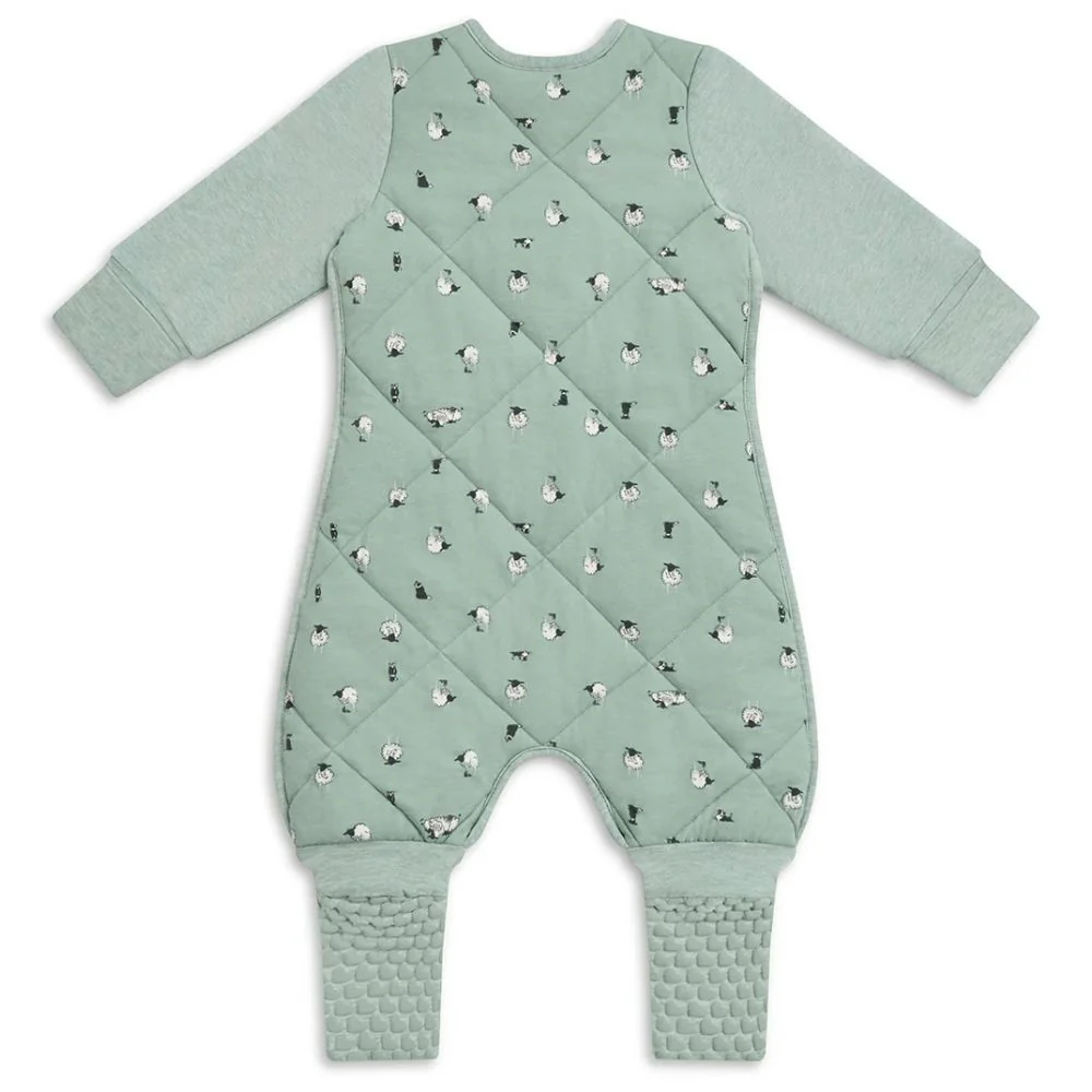 Love to Dream 2.5 Tog Quilted Organic Cotton & Merino Sleep Suit - Lamb's Best Friend (Olive) - Image 3