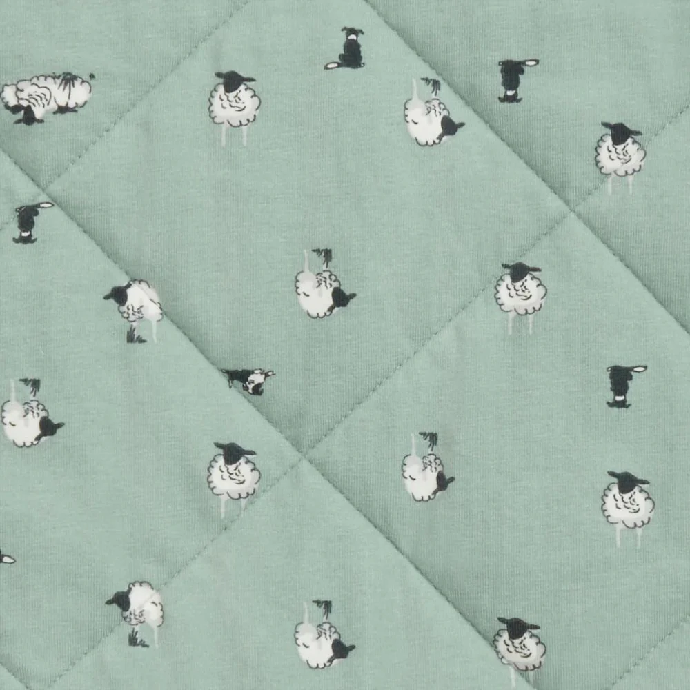 Love to Dream 2.5 Tog Quilted Organic Cotton & Merino Sleep Suit - Lamb's Best Friend (Olive) - Image 4