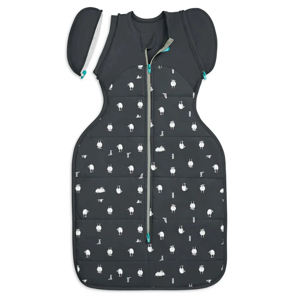 Love to Dream Swaddle Up Transition Bag 2.5 Tog Quilted Organic Cotton & Merino Sleeping Bag - Lamb's Best Friend (Charcoal) - Image 2