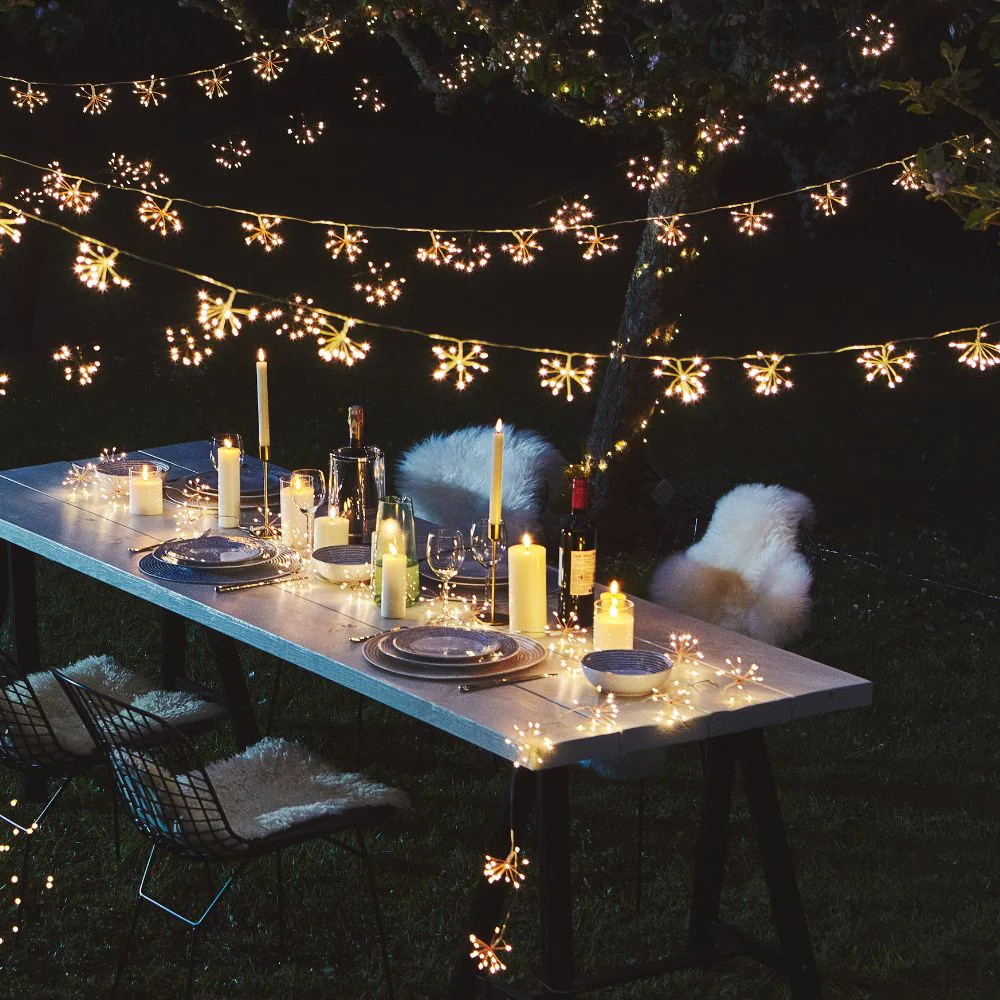 Lumina Outdoor Starburst Chain Lights - Solar Powered