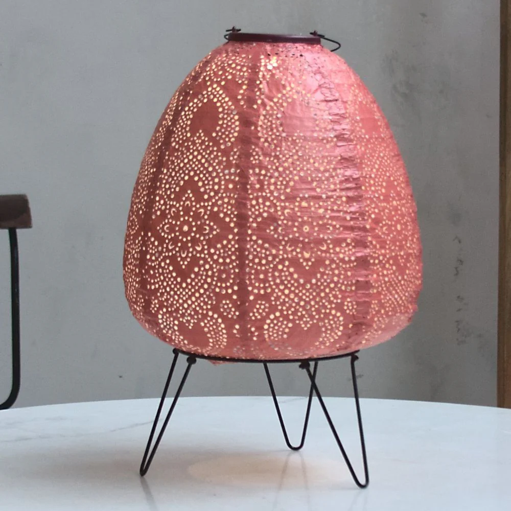 Lumina Outdoor LED Solar Lantern - Pastel Red Dome 26cm - Image 2