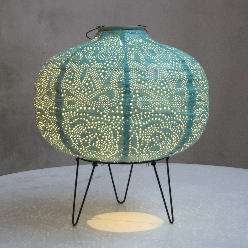 Lumina Outdoor LED Solar Lantern - Teal Pumpkin 30cm - Image 2