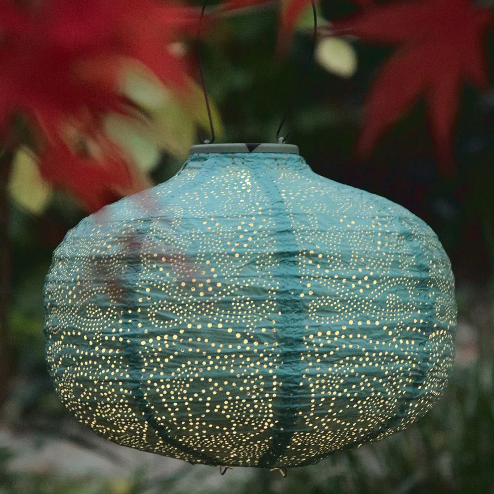 Lumina Outdoor LED Solar Lantern - Teal Pumpkin 30cm - Image 3