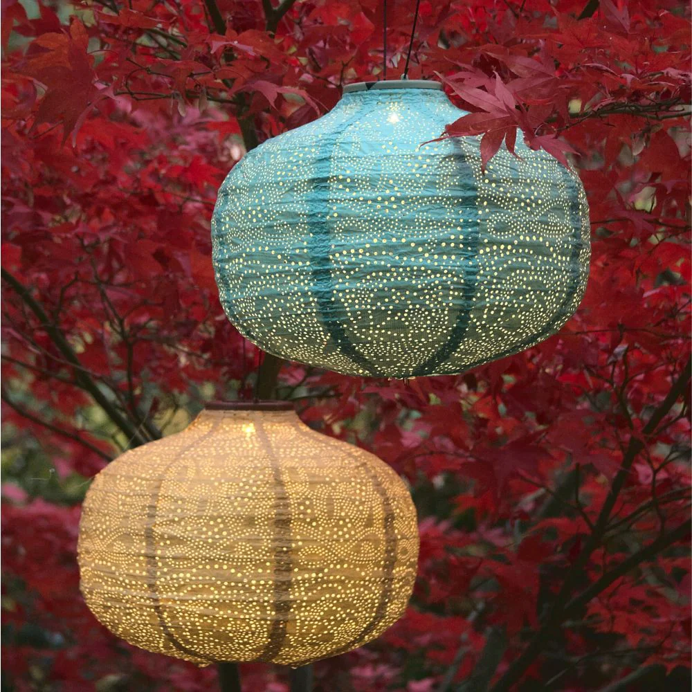 Lumina Outdoor LED Solar Lantern - Teal Pumpkin 30cm - Image 4