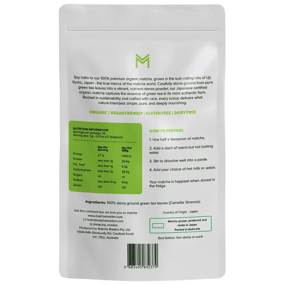 Matcha Maiden Organic Matcha Tea Powder 70g - 100% Pure Stone Ground - Image 5