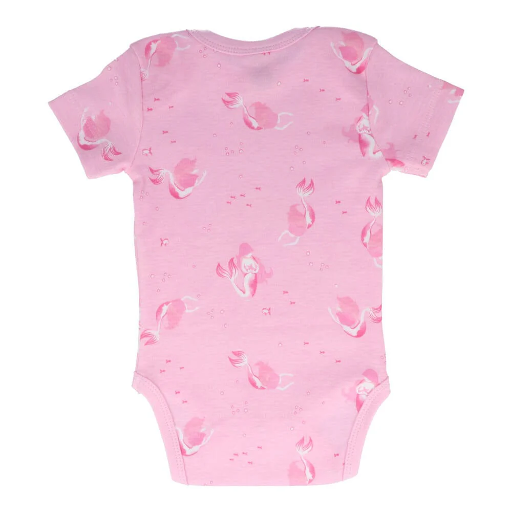 Organic Cotton Summer Baby Onesie - Mermaids Pink - Image 2