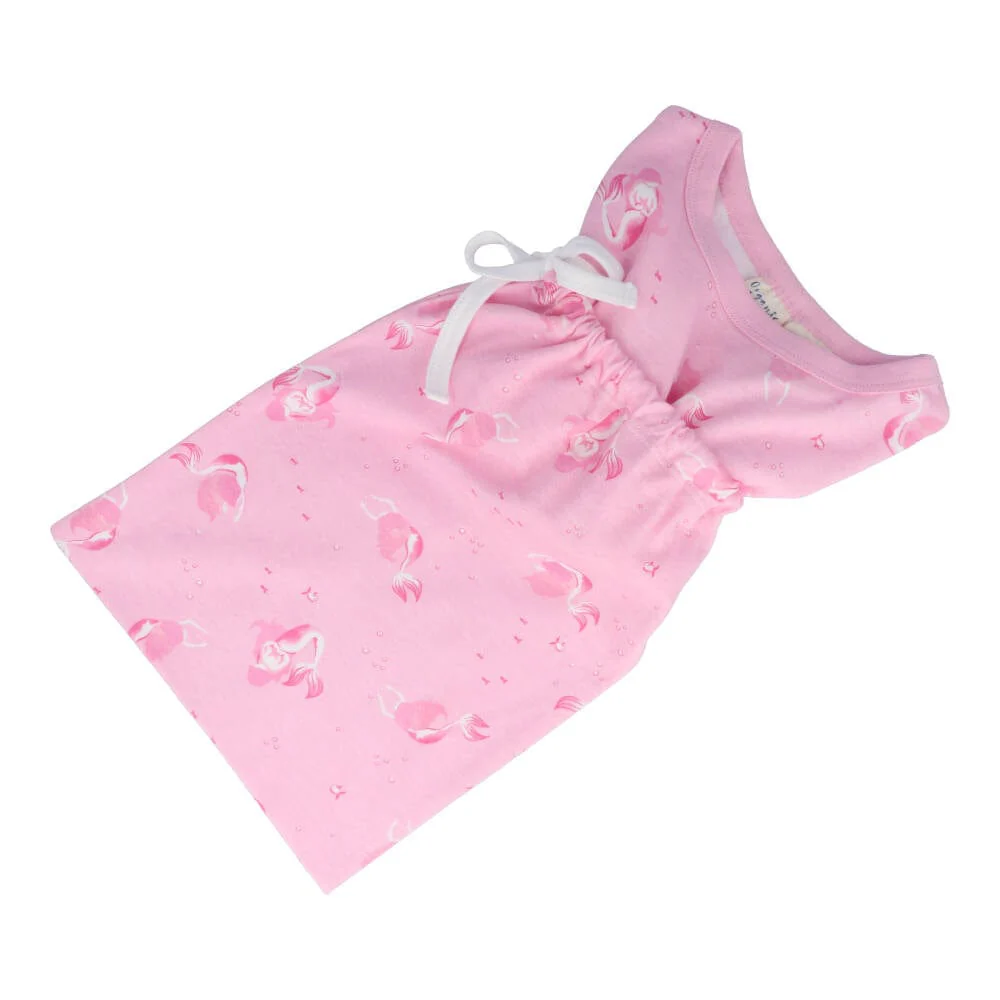 Children's Organic Cotton Short Pyjama Set - Mermaids Pink - Image 2