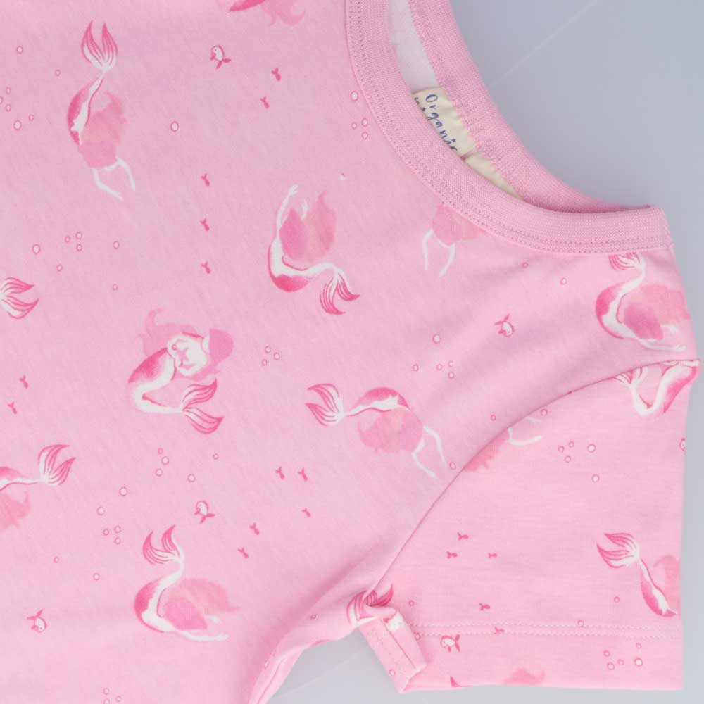 Children's Organic Cotton Short Pyjama Set - Mermaids Pink - Image 3