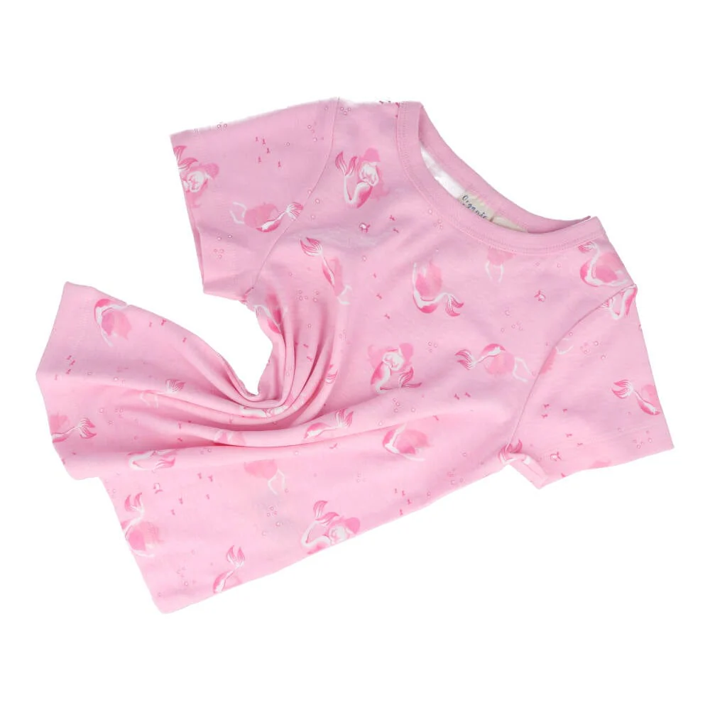 Children's Organic Cotton Short Pyjama Set - Mermaids Pink - Image 5