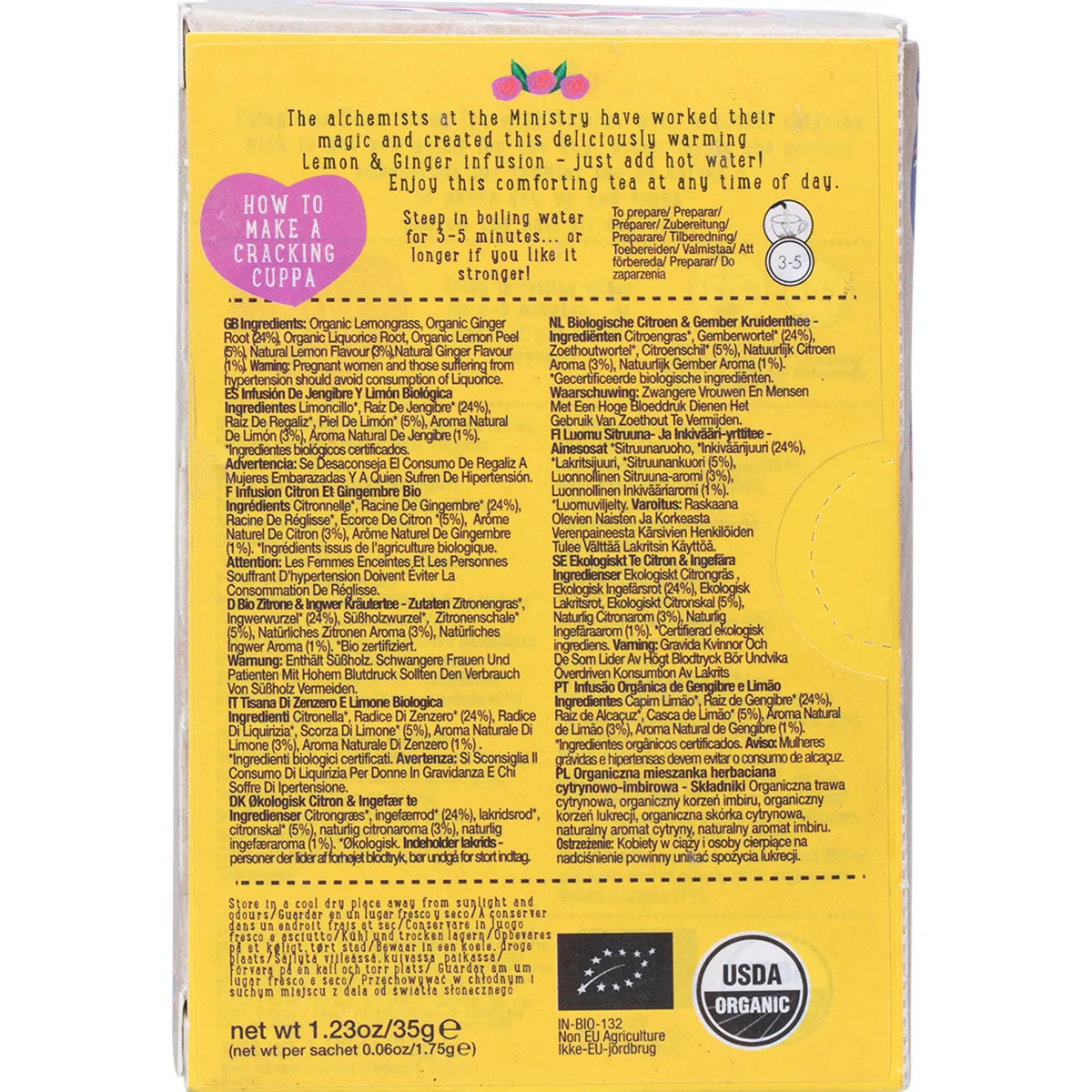 Ministry Of Tea Organic Lemon & Ginger Infusion Tea - Tea Bags 20pk - Image 2