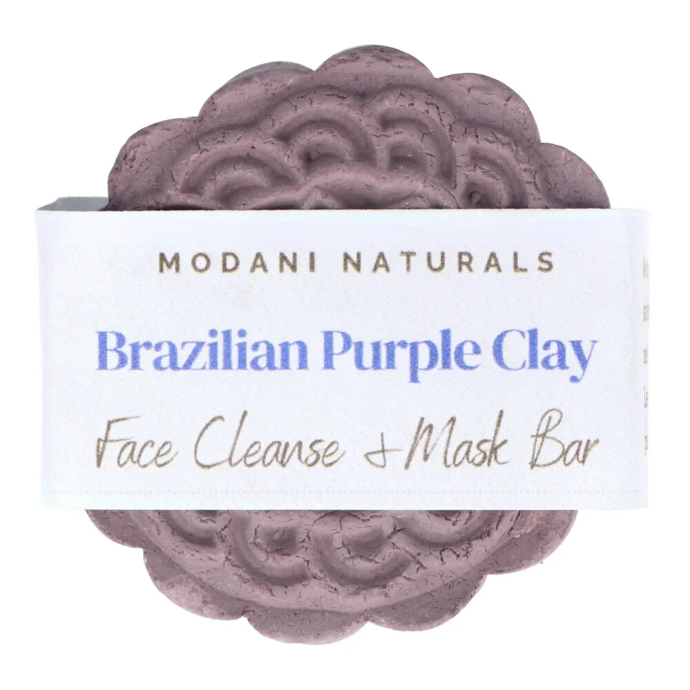 Modani Naturals Cleanse & Mask Bar - Brazilian Purple Clay (approx 90g) - Image 2