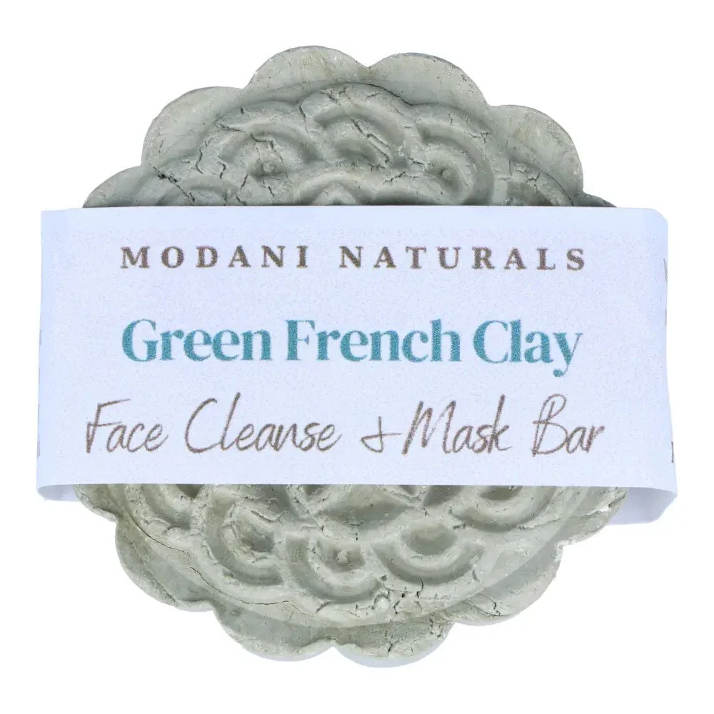 Modani Naturals Cleanse & Mask Bar - French Green Clay (approx 90g) - Image 2