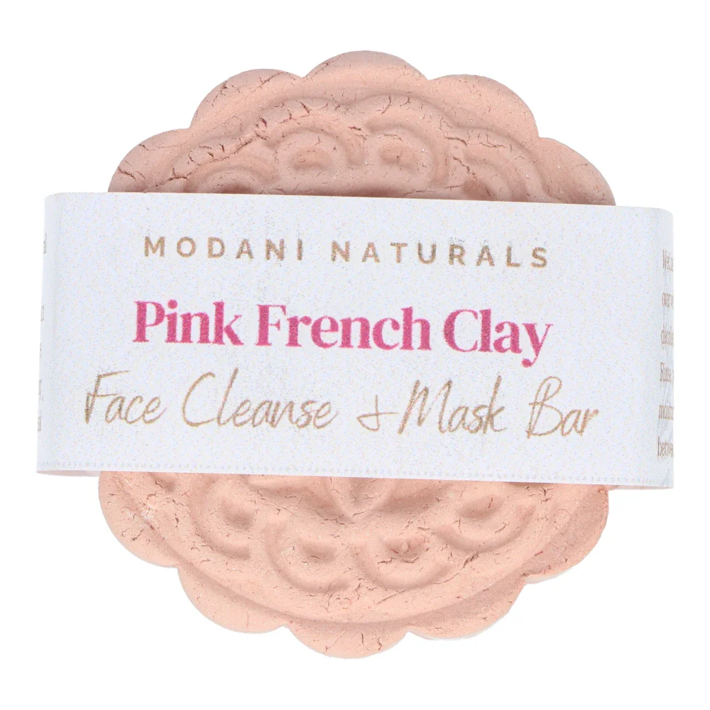 Modani Naturals Cleanse & Mask Bar - French Pink Clay (approx 90g) - Image 2