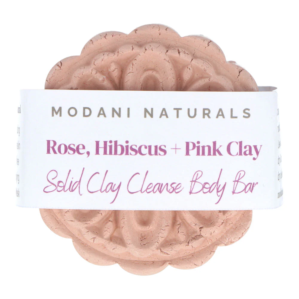 Modani Naturals Cleanse Body Bar - Rose, Hibiscus & Pink Clay (approx 90g) - Image 2