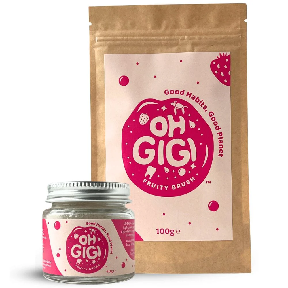 OhGiGi Organic Tooth Powder - Fruity Brush - Great for Kids