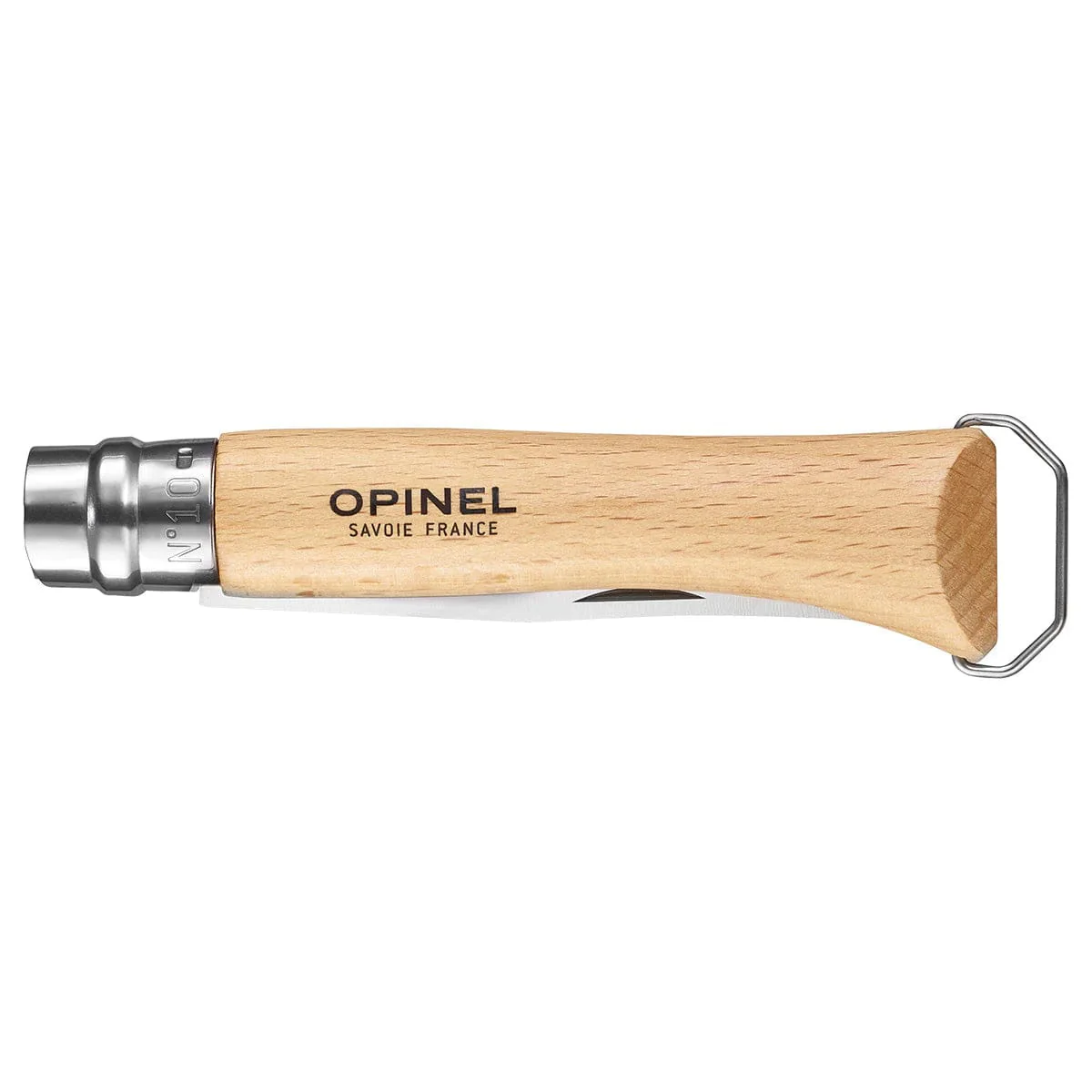 Opinel No.10 Beech Pocket Knife with Corkscrew & Bottle Opener - Image 4