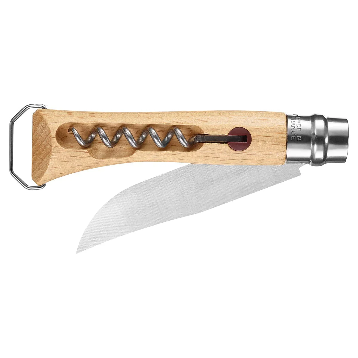 Opinel No.10 Beech Pocket Knife with Corkscrew & Bottle Opener - Image 5