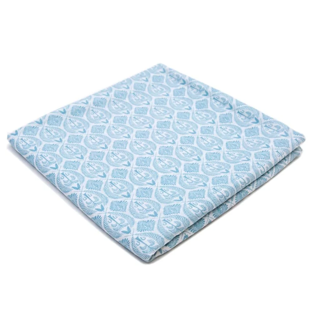 Organic Cotton Muslin Swaddle - Blue Tropics in Mist Blue - Image 3