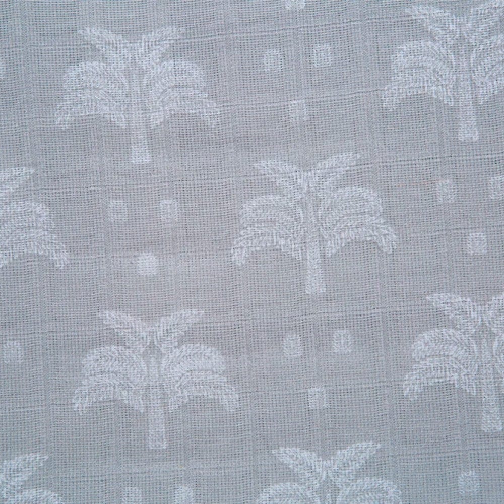 Organic Cotton Muslin Swaddle - Grey Palms & Pineapples - Image 5