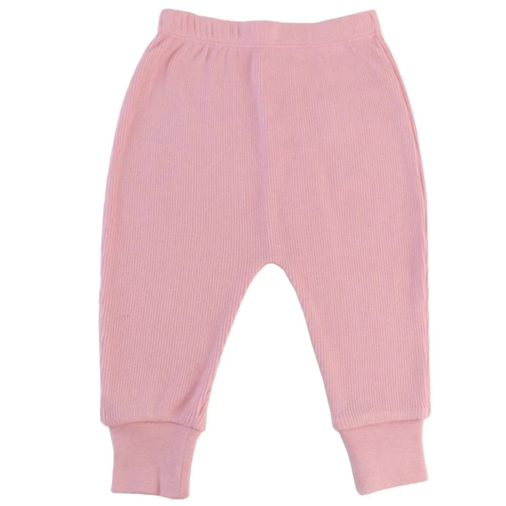 Organic Cotton Rib-Knit Baby Sleep Pants - Pink - Image 4